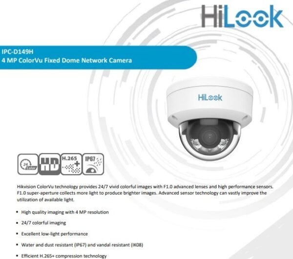 IPC-D149H 4 MP ColorVu Fixed Dome Network Camera