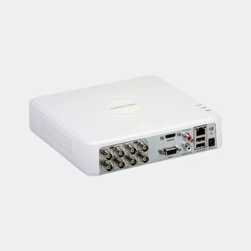 جهاز DVR من هيكفيجن بدقة 2 ميجابكسل يدعم 8 كاميرات، يوفر تسجيلًا موثوقًا وجودة عرض واضحة، متوافق مع تقنيات تصوير متعددة، ويتيح المراقبة عن بُعد عبر التطبيق.