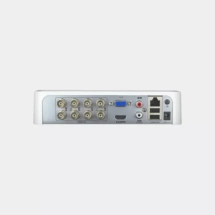مسجل HiLook DVR-108G-M1 أبيض صغير الحجم مع منافذ HDMI وVGA وصوت كوكس.