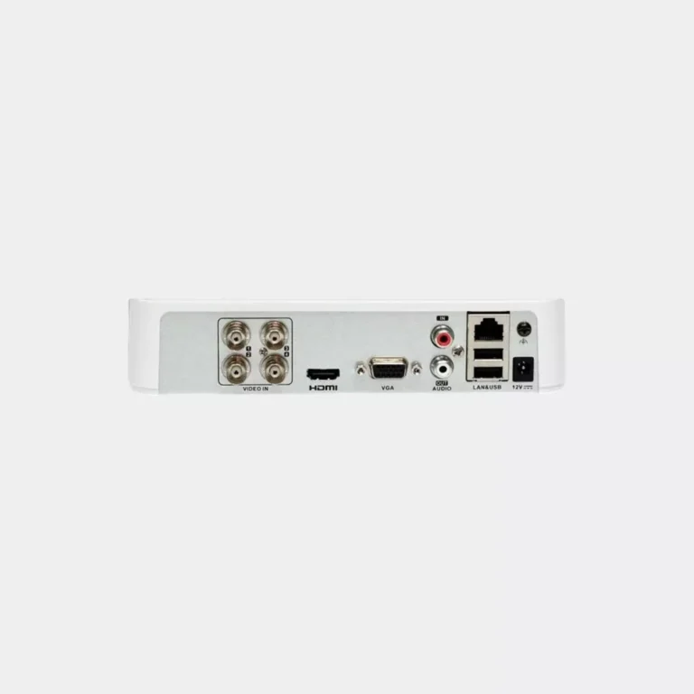 HiLook DVR‑104G‑M1 – جهاز DVR أبيض 4 قنوات صغير الحجم.