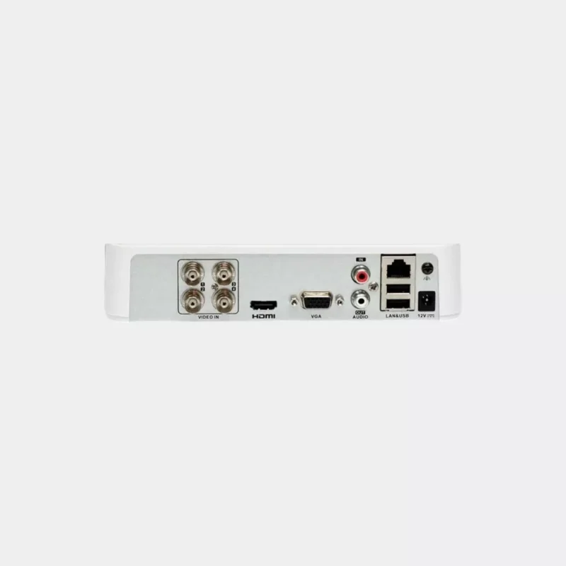 HiLook DVR‑104G‑M1 – جهاز DVR أبيض 4 قنوات صغير الحجم.