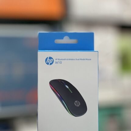 ماوس HP W10 بتقنية لاسلكية وبلوتوث، تصميم أنيق مع إضاءة ملونة، يدعم الشحن وإعادة الاستخدام لراحة وسلاسة أكبر أثناء العمل أو اللعب.