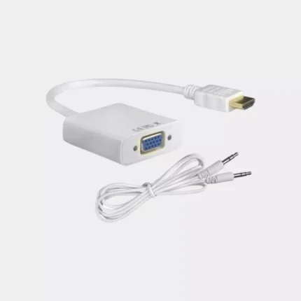 وصلة تحويل VGA إلى HDMI بجودة عالية، تتيح لك توصيل أجهزة الكمبيوتر أو اللاب توب القديمة بشاشات أو تلفزيونات حديثة بدقة ممتازة وصوت واضح.