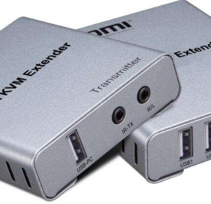 جهاز مُمدد إشارة HDMI لنقل الإشارة حتى 60 متر مع دعم التحكم بالماوس والكيبورد (KVM).
